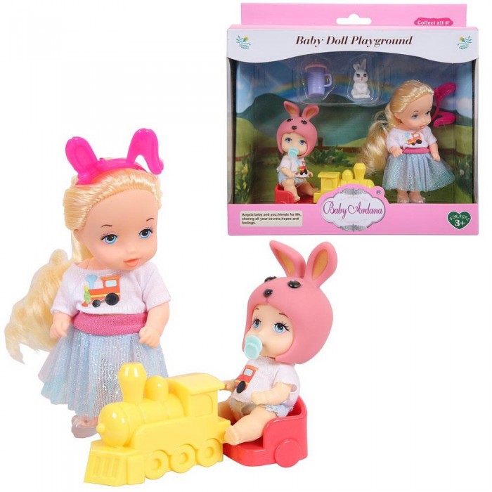 Куклы и одежда для кукол ABtoys Набор игровой Baby Ardana На прогулке С игрушечным поездом цена и фото