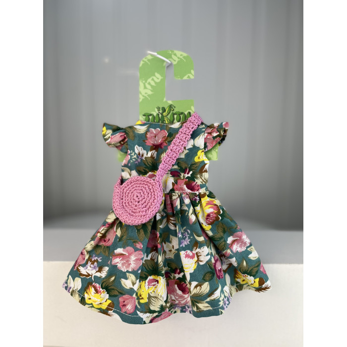 фото Tukitu комплект одежды для кукол (платье с крылышками, бант на голову, вязаная сумочка) 32 см