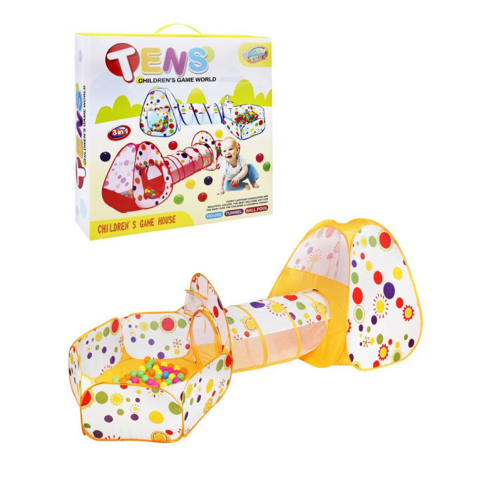 

Наша Игрушка Палатка с туннелем и шариками 276х120х90 см, Палатка с туннелем и шариками 276х120х90 см