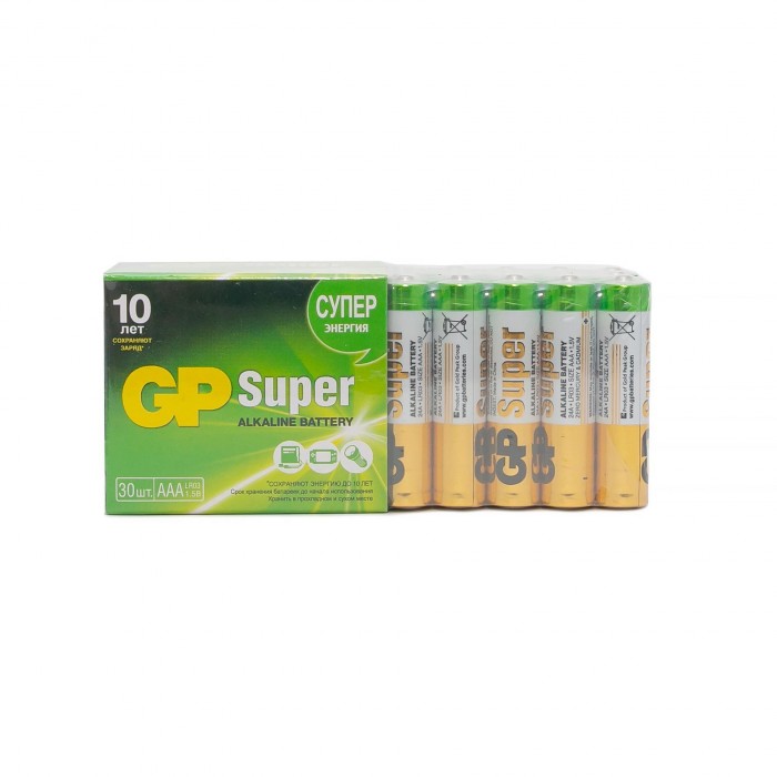 

GP Батарейка Super Alkaline ААА (LR03) GP24A-2CRVS30 алкалиновая 30 шт., Батарейка Super Alkaline ААА (LR03) GP24A-2CRVS30 алкалиновая 30 шт.