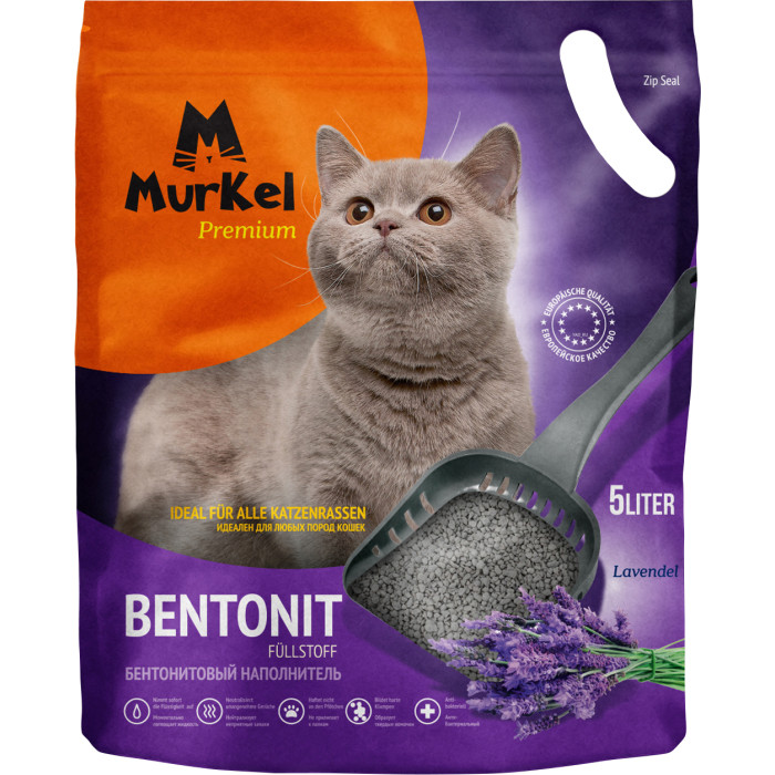 Murkel Наполнитель для кошачьего туалета бентонит лаванда 5 л