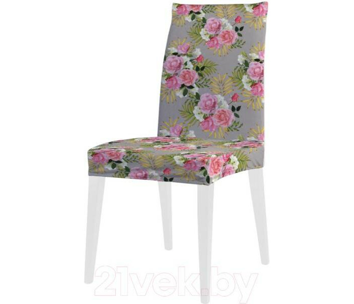 JoyArty Декоративный чехол на стул Узор из розовых букетов со спинкой велюровый