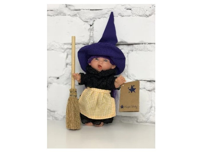 Куклы и одежда для кукол Lamagik S.L. Пупс-мини Ведьмочка в темно-синей и шляпе зевает 18 см