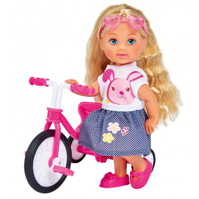 Куклы и одежда для кукол Simba Кукла Еви на трехколесном велосипеде 12 см кукла еви в супермаркете 12см