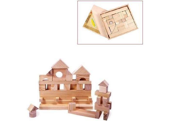 Деревянная игрушка Paremo конструктор 35 деталей неокрашенный в деревянном ящике