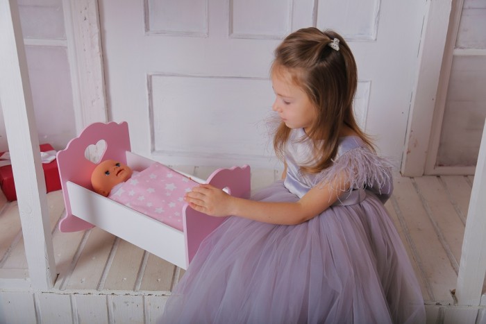 Кроватка для куклы PeMa Kids Люлька Сердечко 43 см