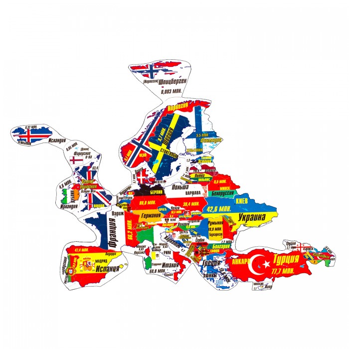 Геомагнит Магнитный пазл Европа 44 элемента