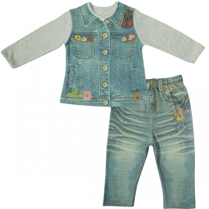 Комплекты детской одежды Папитто Комплект (кофточка и штанишки) для девочки Fashion Jeans 594-05