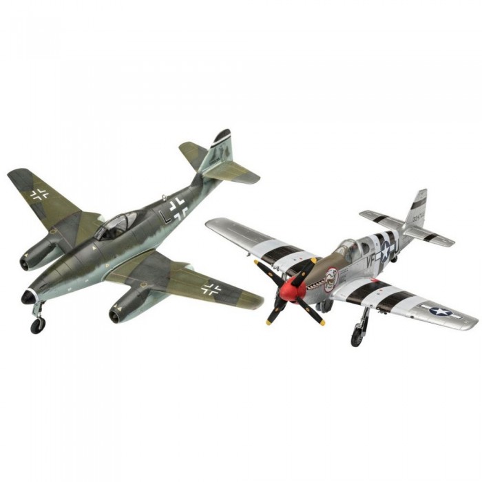 Сборные модели Revell Набор со сборными моделями истребитель Me262 и истребитель  дальнего радиуса действия P-51 12465 academy американский самолёт p 40m n warhawk 1 72