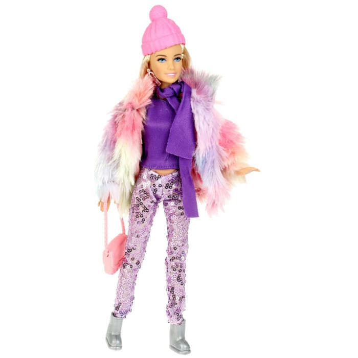 Карапуз Кукла София одета в меховую шубку, розовую шапочку и брюки 29 см