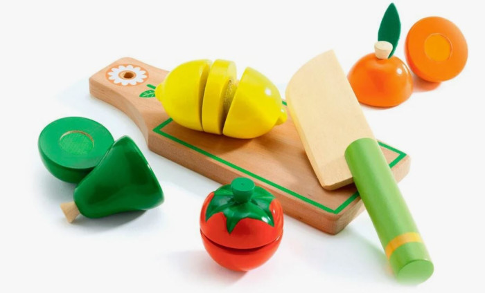 Деревянные игрушки Djeco Игровой набор для разрезания Фрукты и овощи
