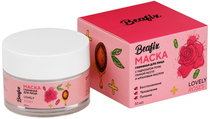 Косметика для мамы Beafix Маска для лица Lovely Roses глиняная восстановление, увлажнение, питание 50 мл
