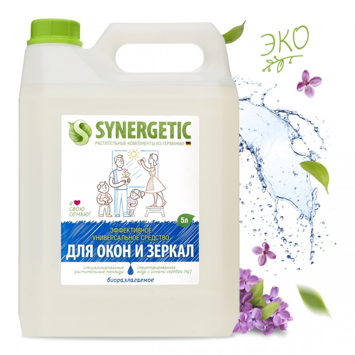 Synergetic Средство моющее для окон 5 л средство моющее синтетический порошок 3 кг