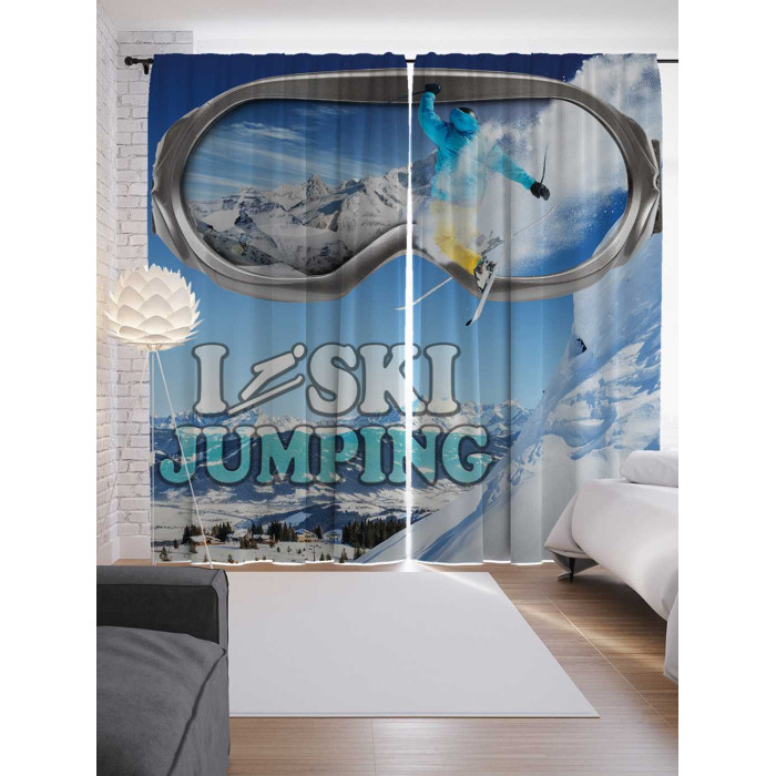 JoyArty Шторы с фотопечатью Лыжные прыжки из сатена 290х265 см лыжные палки skigo 67 touring стекловолокно 100%