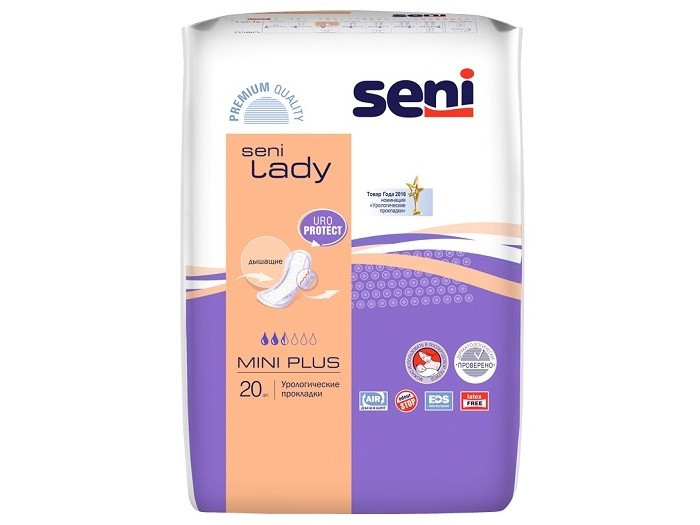 

Seni Урологические прокладки Lady Mini Plus 20 шт. 5 упаковок, Урологические прокладки Lady Mini Plus 20 шт. 5 упаковок