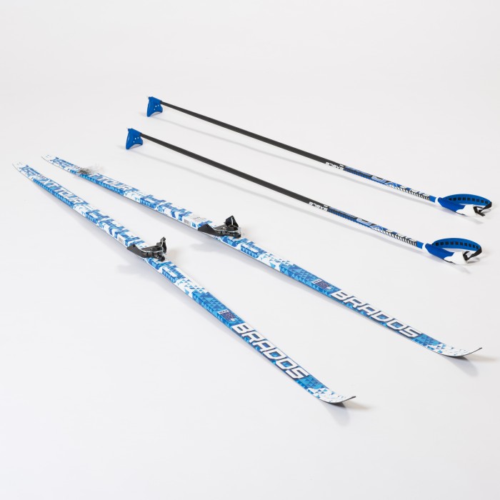 лыжный комплект stc с креплениями 75 мм с палками 190 wax brados xt tour blue Лыжи STC Комплект лыжный 185 Wax XT Tour