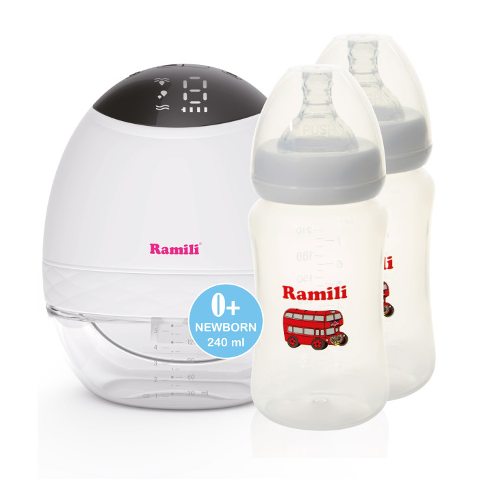цена Молокоотсосы Ramili Двухфазный электрический молокоотсос SE500 с противоколиковой бутылочкой 240 мл 2 шт.
