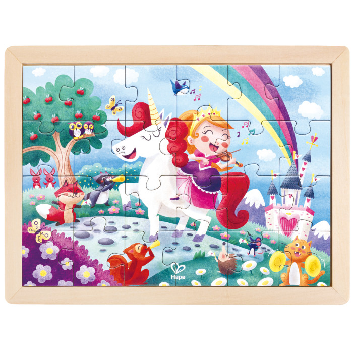 Hape Пазл и раскраска Единорог и принцесса вместе навсегда 2 в 1 зонт играем вместе детский прозрачный among us 50 см