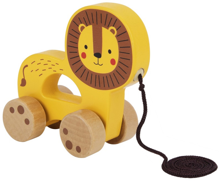 каталки игрушки стеллар на веревочке гусеница с шариками 25 5х10х13 см Каталки-игрушки Tooky Toy на веревочке Львёнок