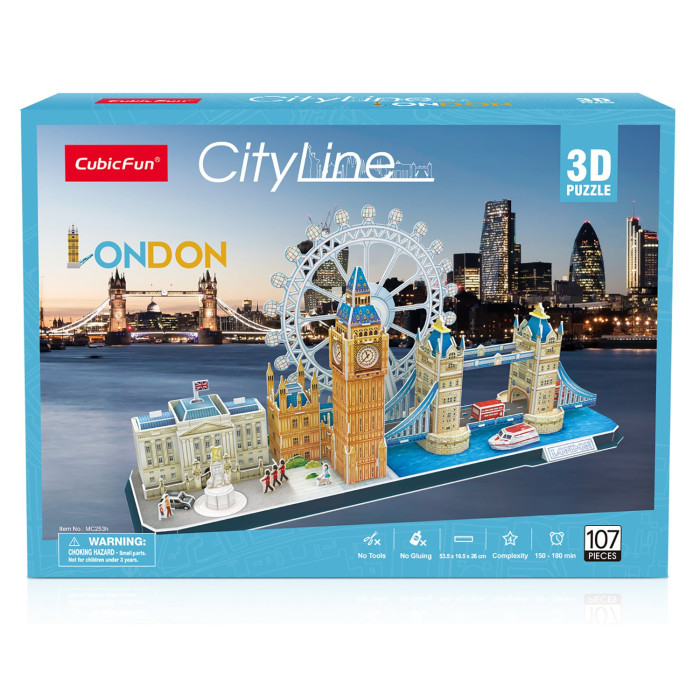 Пазлы CubicFun 3D пазл Лондон CityLine 107 деталей 3d пазл cubicfun достопримечательности лондона mc253h 107 дет 29 8 см