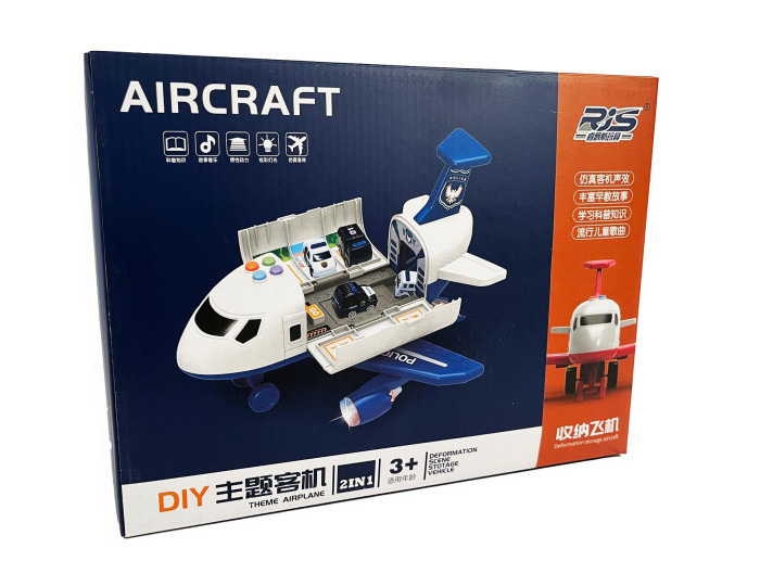 Sharktoys Игровой набор Грузовой самолет с 4 пожарными машинками и дорожными знаками