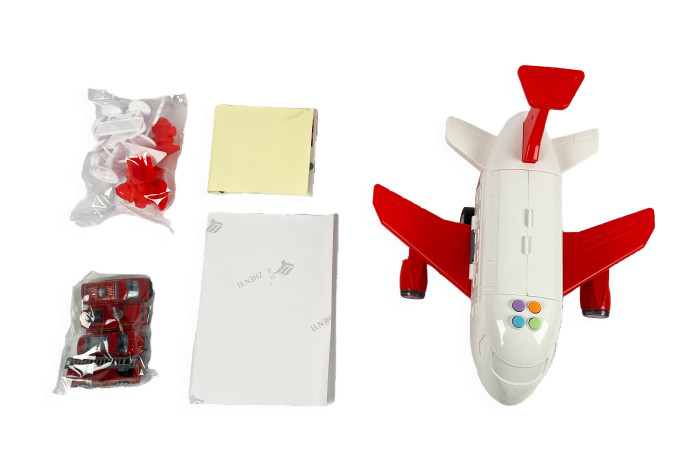 Sharktoys Игровой набор Грузовой самолет с 4 пожарными машинками и дорожными знаками