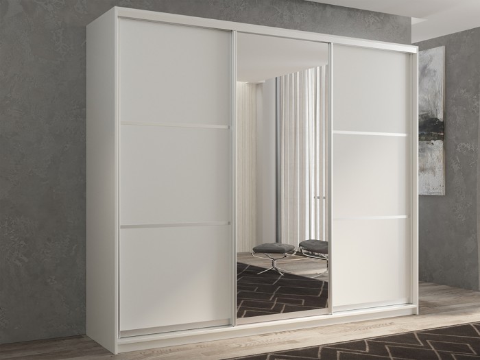 Шкафы РВ-Мебель купе 3-х дверный Кааппи 2 240х60 см (Белый бриллиант)