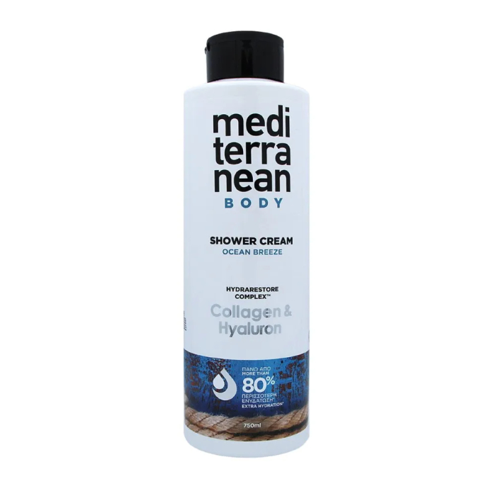 mediterranean shower cream ocean breeze collagen Косметика для мамы Mediterranean Крем для душа с коллагеном и гиалурновой кислотой - M-B Shower Cream Ocean Breeze 750 мл