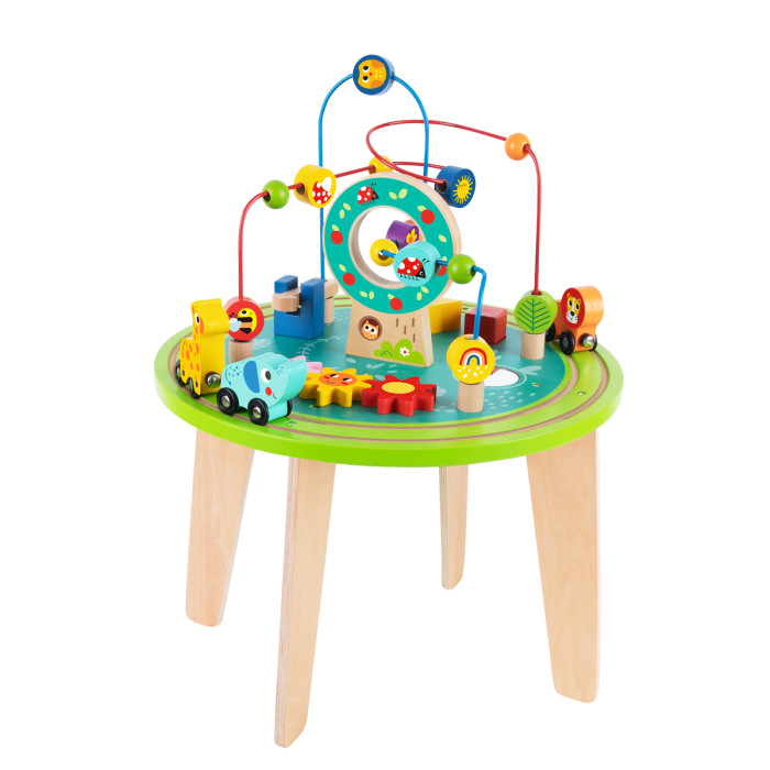 Деревянная игрушка Tooky Toy Развивающий столик-бизиборд 5 в 1