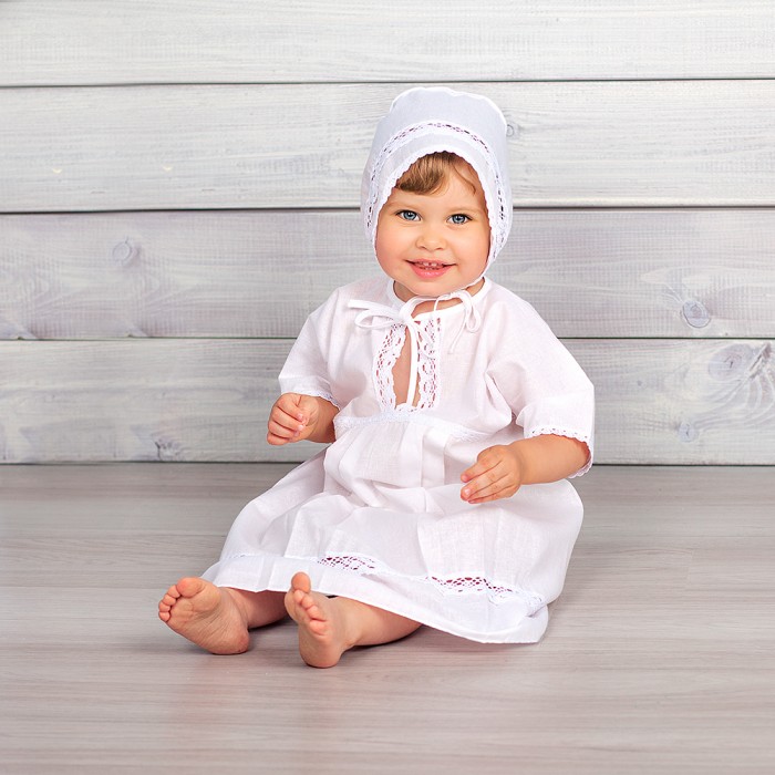 фото Pituso комплект для крещения девочки (платье, чепчик, пеленка)