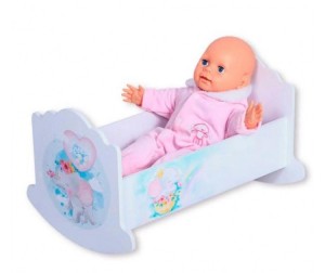Кроватка для куклы Скай 63 см с бело-розовая