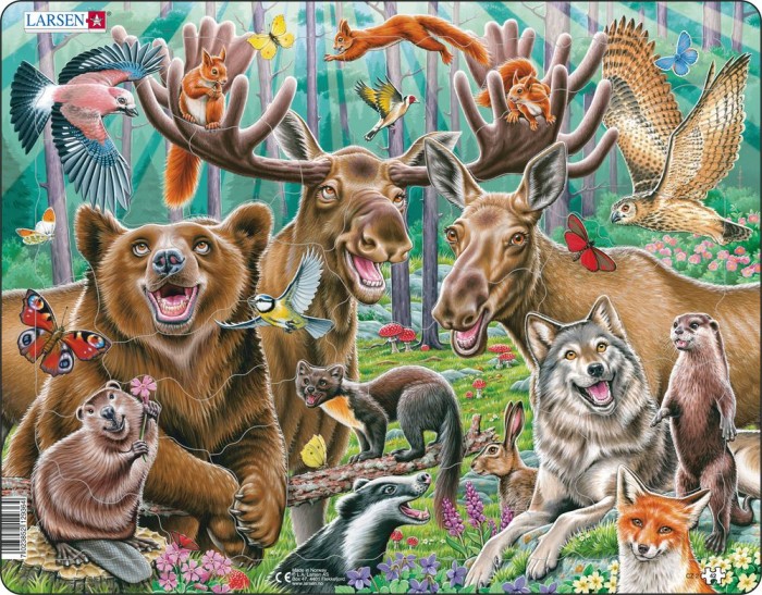 Пазлы Larsen Пазл Счастливые лесные животные пазлы larsen пазл дикие животные азии