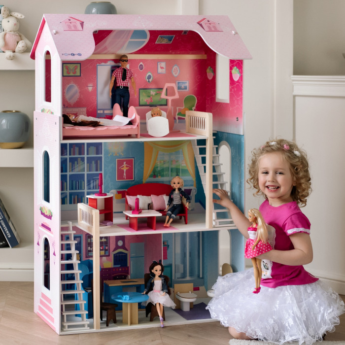 фото Paremo деревянный кукольный домик вдохновение с мебелью (16 предметов)