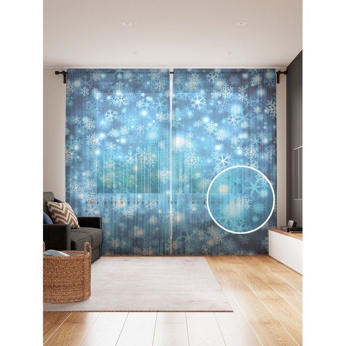 

JoyArty Фототюль Снежный узор 2 полотна со шторной лентой + 50 крючков 145x265 см, Фототюль Снежный узор 2 полотна со шторной лентой + 50 крючков 145x265 см