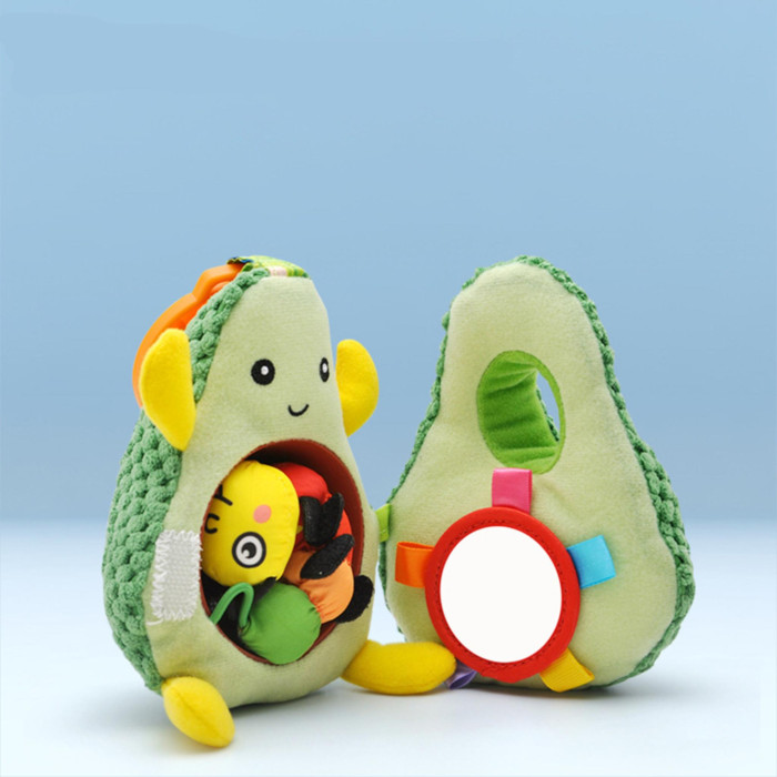 Подвесная игрушка Jollybaby мягкая развивающая с набором погремушек Авокадо