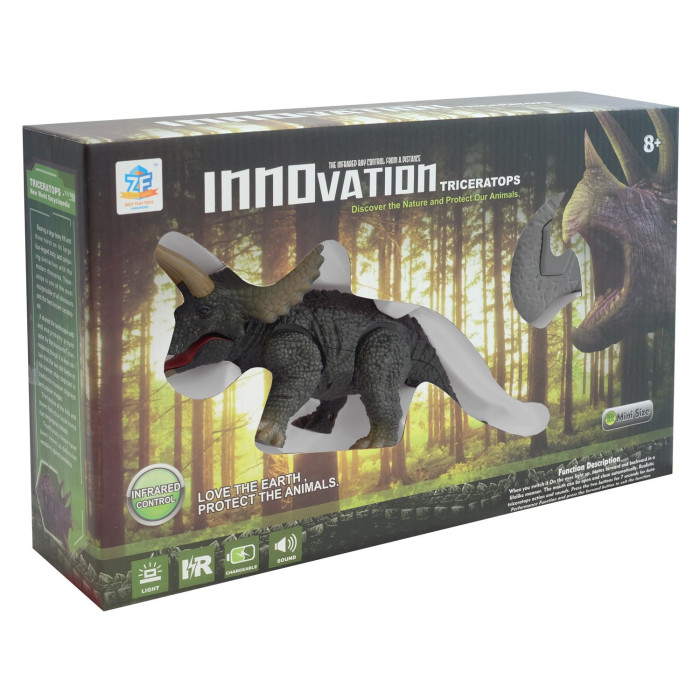 цена Радиоуправляемые игрушки HK Industries Динозавр Triceratops радиоуправляемый