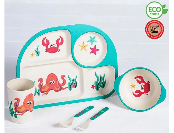 

Крошка Я Набор бамбуковой посуды Морские жители (5 предметов), Набор бамбуковой посуды Морские жители (5 предметов)