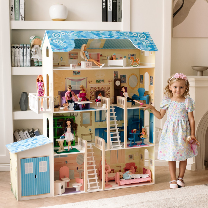 Paremo Деревянный кукольный домик Лира с гаражом и мебелью (28 предметов) кукольный домик