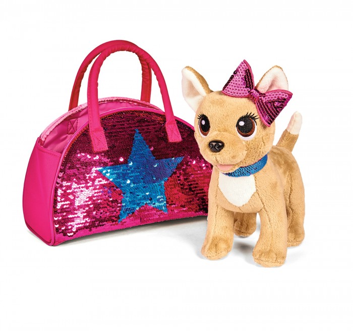 цена Мягкие игрушки Chi-Chi Love Плюшевая собачка Блестящая мода с сумочкой 20 см