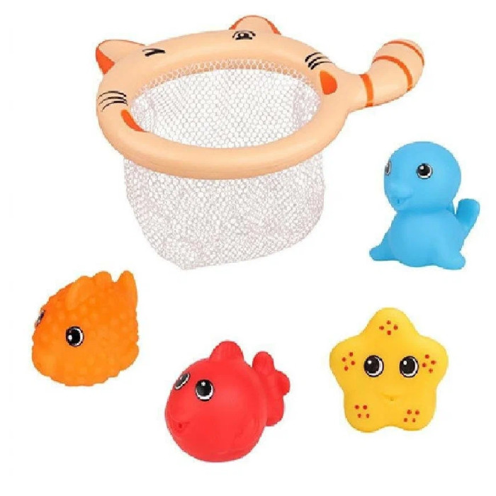 цена Игрушки для ванны ABtoys Веселое купание Сачок и 4 фигурки PT-01248