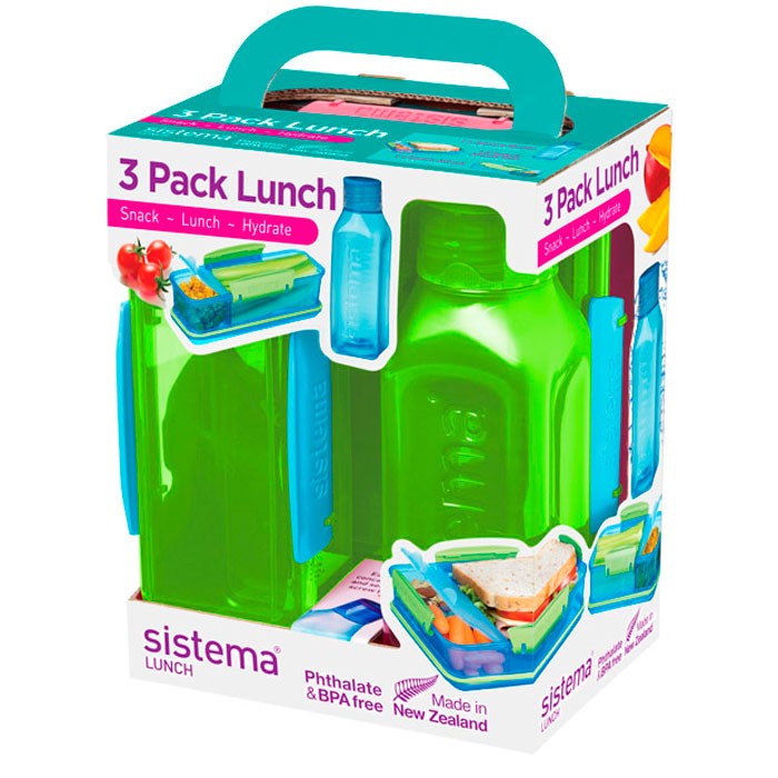 Контейнеры для еды Sistema Набор Lunch: 2 контейнера и бутылка 475 мл 1595 бутылка sistema hydrate 580 для воды 475 мл зеленый