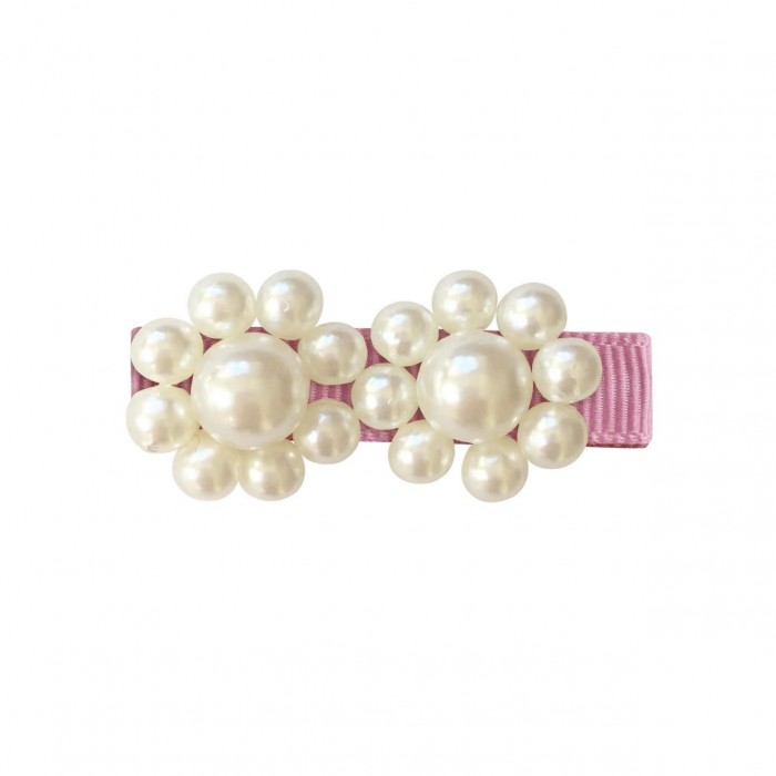 Milledeux Заколка-зажим Pearl Flower двойная Pearl Grasgrain milledeux заколка клик клак с жемчугом прямоугольная pearl