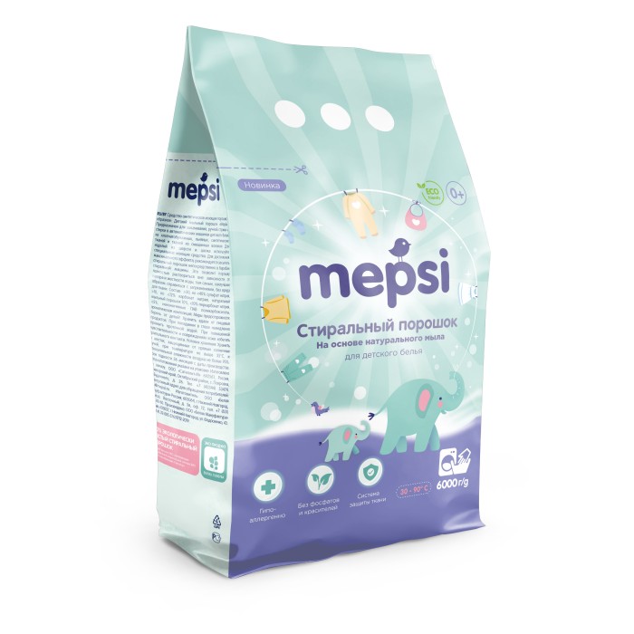 Бытовая химия Mepsi Стиральный порошок на основе натурального мыла для детского белья 6 кг стиральный порошок для детского белья mepsi на основе натурального мыла гипоаллергенный 400 г