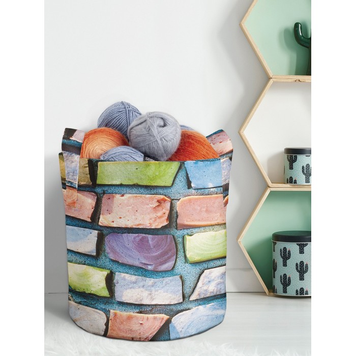 JoyArty Большая текстильная корзина Стена из радужных камней для хранения с ручками 27 л