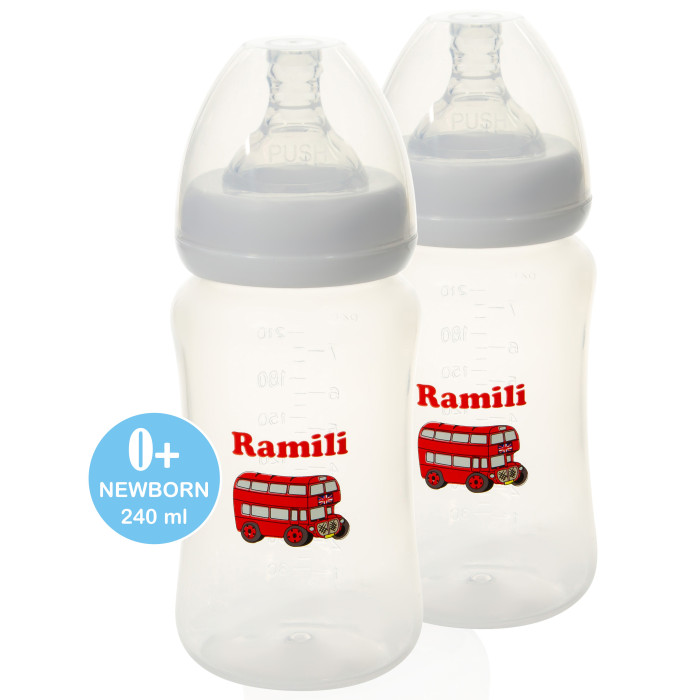 цена Бутылочки Ramili Набор противоколиковых бутылочек Baby 240 мл 2 шт.
