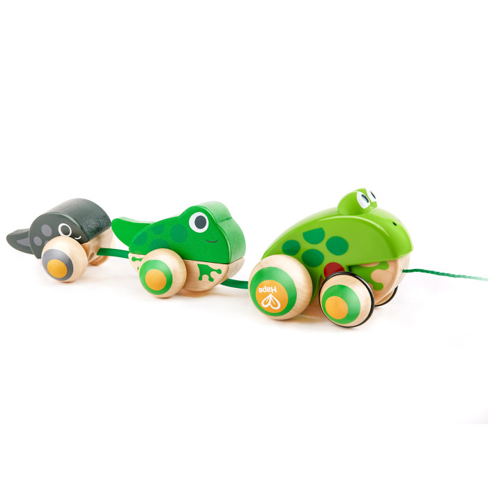 Деревянная игрушка Hape Игрушка для малышей каталка Семья лягушек на прогулке лабиринты для малышей 2 на прогулке