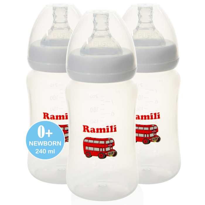 Бутылочка Ramili Набор противоколиковых бутылочек Baby 240 мл 3 шт.