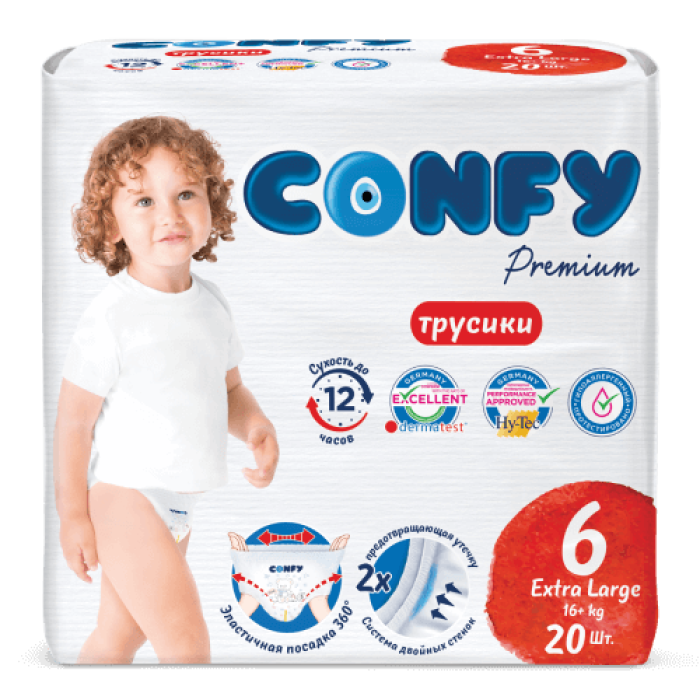  Confy Трусики-подгузники детские Premium ExtraLarge р.6 (16+ кг) 20 шт.