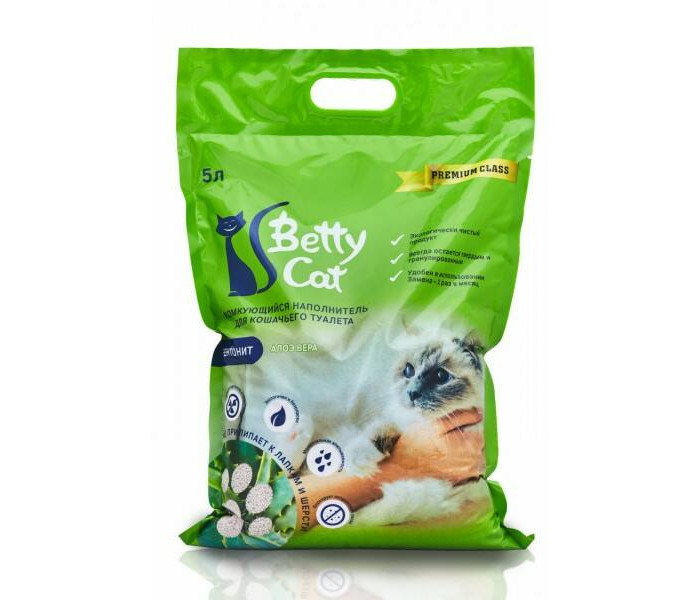 

Betty Cat Наполнитель для кошачьего туалета гигиенический алоэ вера 5 л, Наполнитель для кошачьего туалета гигиенический алоэ вера 5 л
