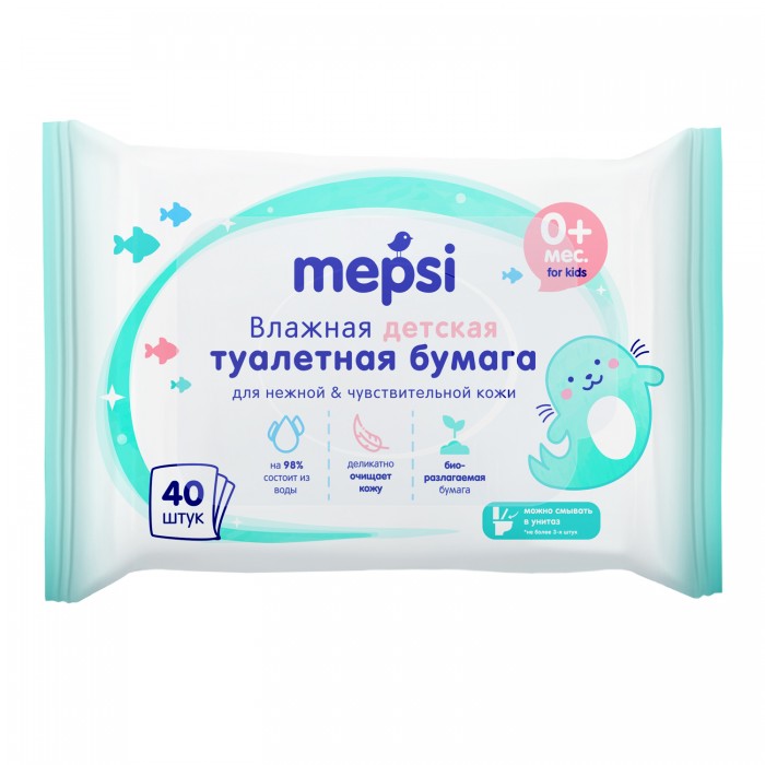  Mepsi Влажная туалетная бумага детская 40 шт.